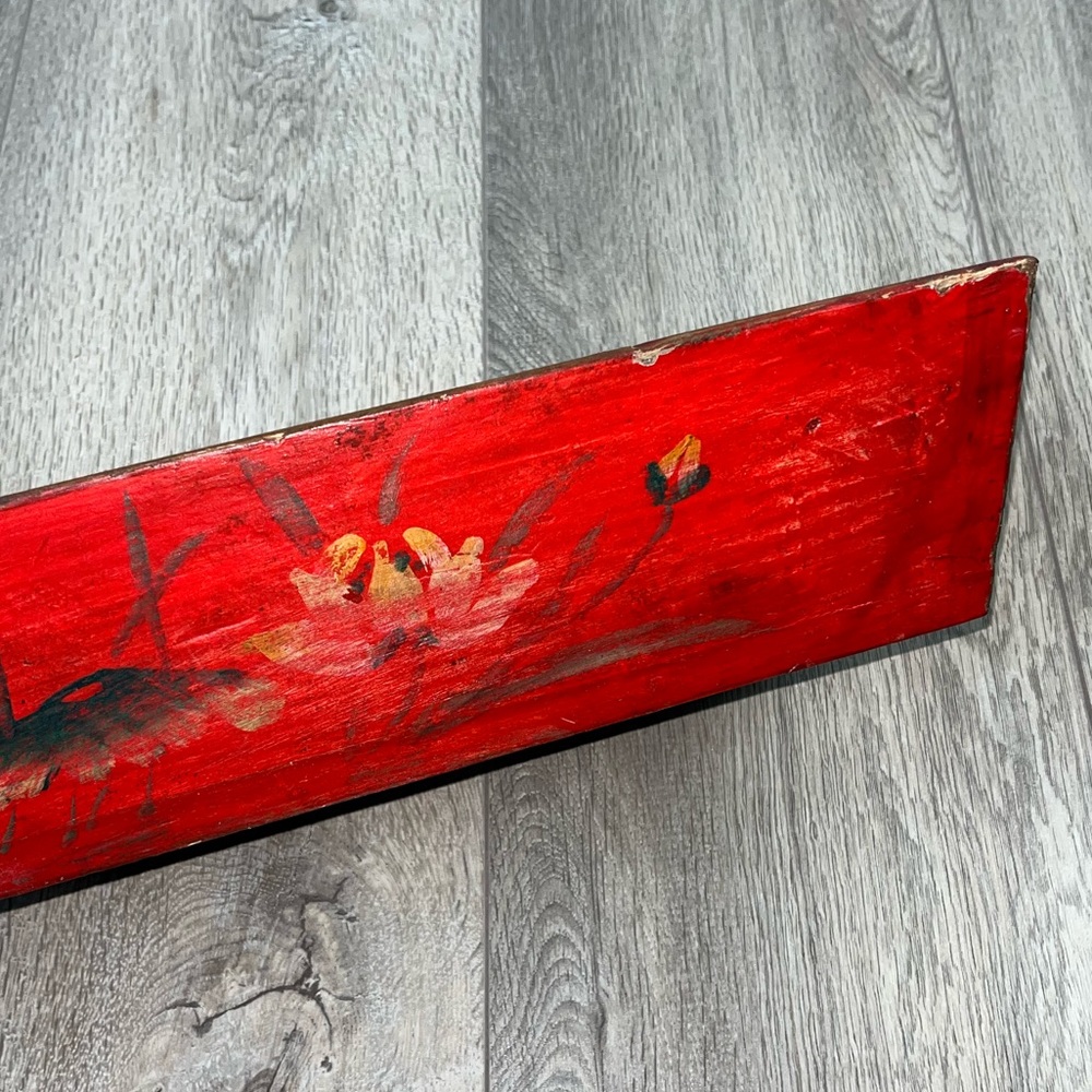 NWT Decorative Box Chinese Jewelry Box Decorative Red Floral Elongated Box - Picture 3 of 16